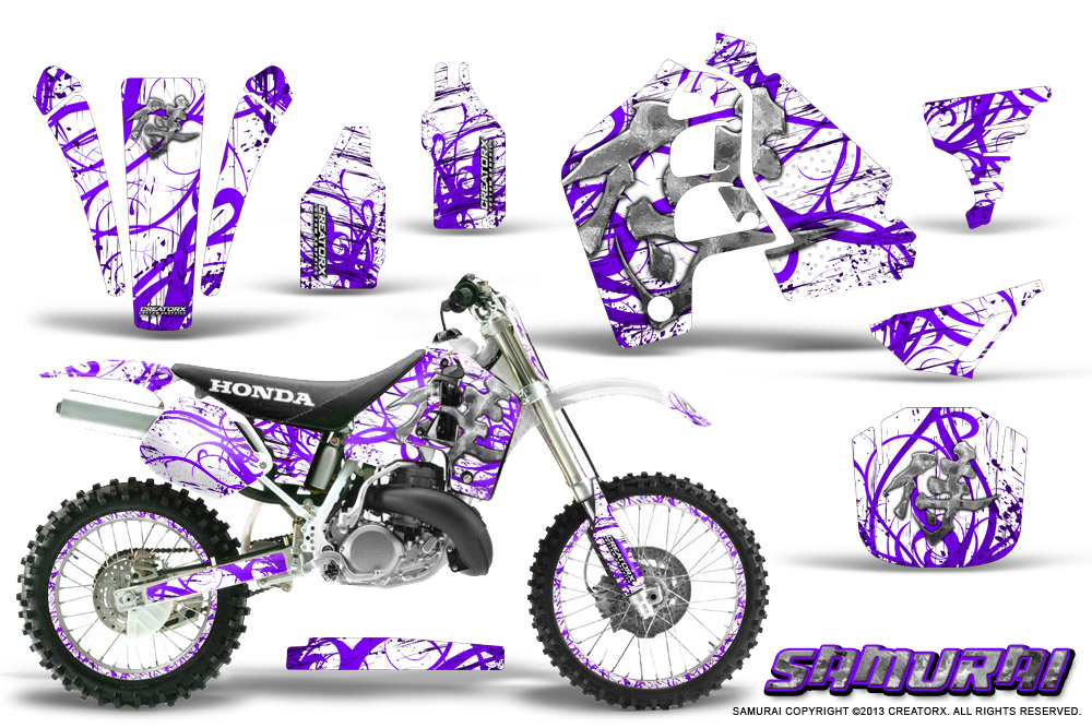 Honda CR500 Graphics Kit Samurai Purple White NP Rims